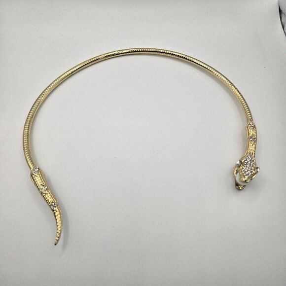 Thalia Sodi Necklace Choker Gold Tone snake Serpent Crystals - Picture 2 of 10